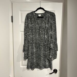 Parker Snake Print Bell sleeve Mini Dress